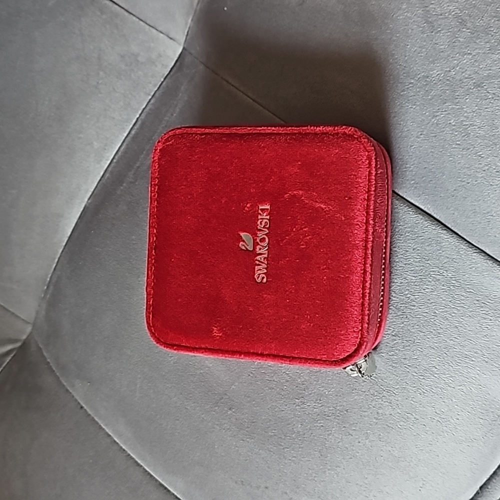 Swarovski Travel Jewelry Box Red & Pink Velvet
